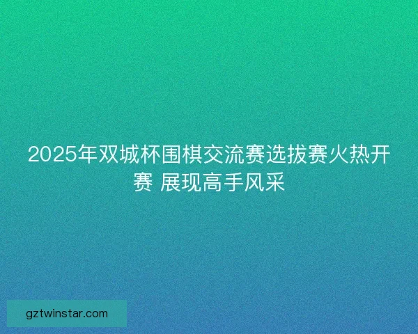 2025年双城杯围棋交流赛选拔赛火热开赛 展现高手风采