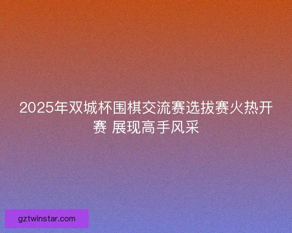 2025年双城杯围棋交流赛选拔赛火热开赛 展现高手风采 2025年双城杯围棋交流赛选拔赛火热开赛 展现高手风采