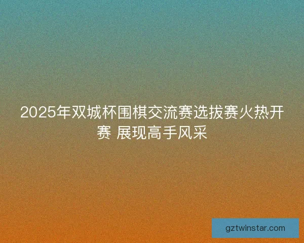 2025年双城杯围棋交流赛选拔赛火热开赛 展现高手风采