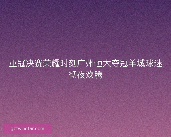 亚冠决赛荣耀时刻广州恒大夺冠羊城球迷彻夜欢腾 亚冠决赛荣耀时刻广州恒大夺冠羊城球迷彻夜欢腾
