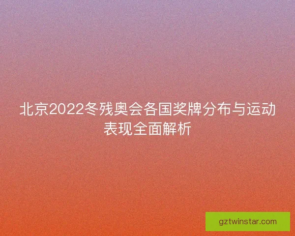 北京2022冬残奥会各国奖牌分布与运动表现全面解析